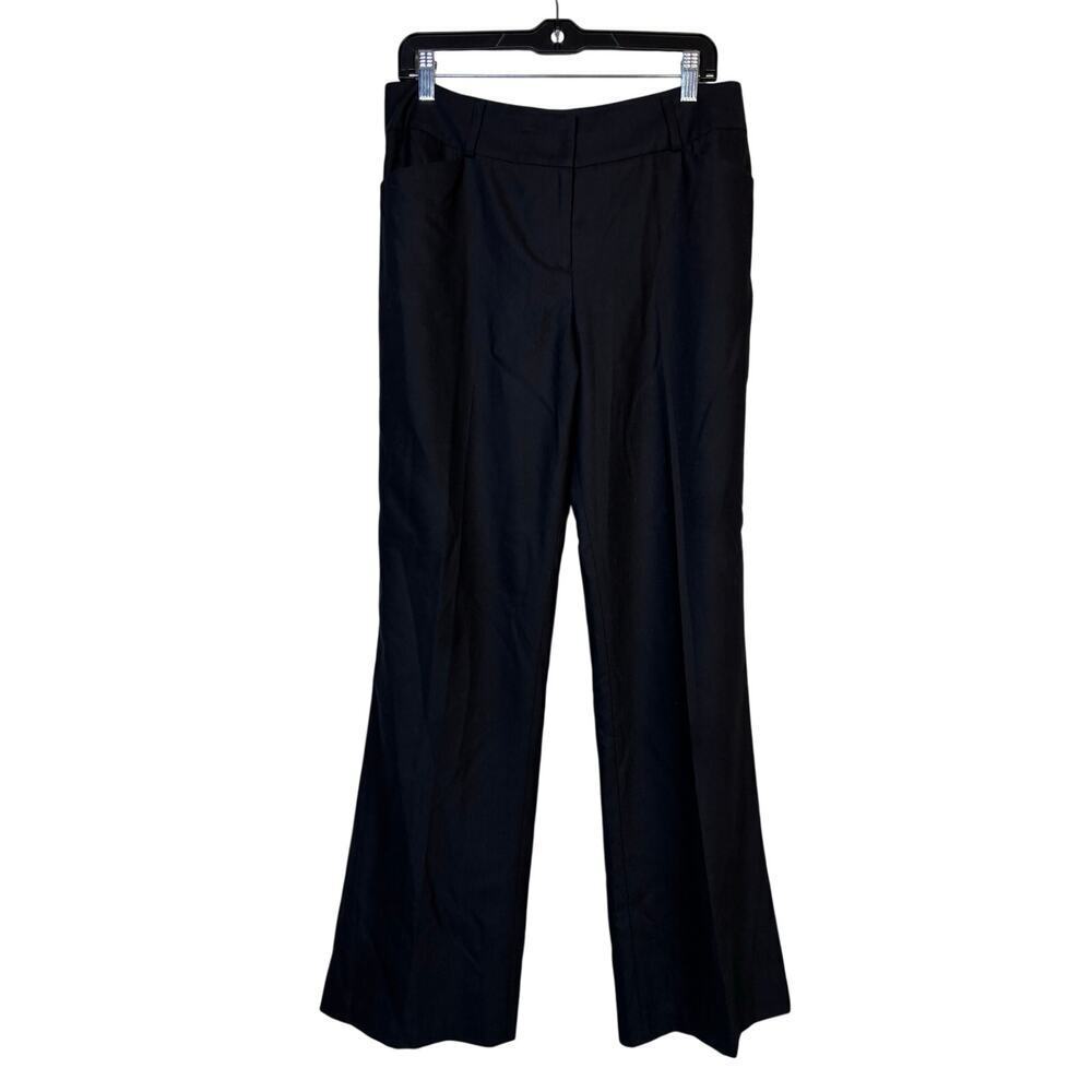 J Mclaughlin Wool Flare Leg Trousers Size 10 Black Business Career Minimalist
